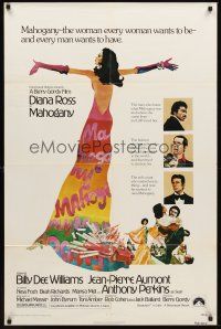 6y539 MAHOGANY 1sh '75 cool art of Diana Ross, Billy Dee Williams, Anthony Perkins, Aumont