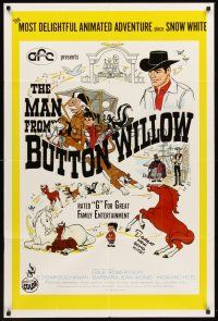 6y546 MAN FROM BUTTON WILLOW 1sh '64 Dale Robertson in musical animated western cartoon!