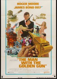 6y551 MAN WITH THE GOLDEN GUN 1sh '74 art of Roger Moore as James Bond by Robert McGinnis!