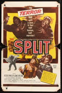6y554 MANSTER 1sh '62 wacky sci-fi horror, half man - half monster, The Split!
