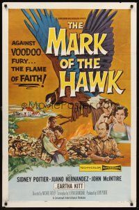 6y556 MARK OF THE HAWK 1sh '58 Sidney Poitier & Eartha Kitt against voodoo fury in Africa!