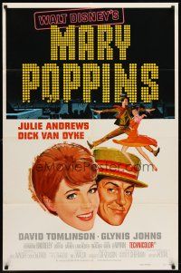 6y559 MARY POPPINS style A 1sh R80 Julie Andrews & Dick Van Dyke in Walt Disney's musical classic!