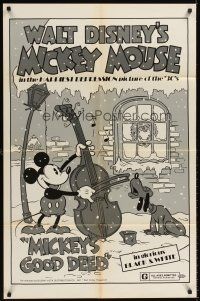 6y567 MICKEY'S GOOD DEED 1sh R74 Disney, Mickey Mouse plays carols on cello while Pluto sings!