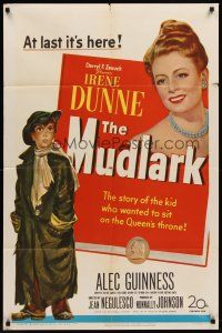 6y592 MUDLARK 1sh '51 great artwork of beautiful Irene Dunne as Queen Victoria of England!