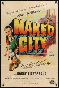 6y598 NAKED CITY 1sh '47 Jules Dassin & Mark Hellinger's New York film noir classic!