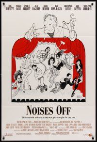 6y628 NOISES OFF DS 1sh '92 great wacky Al Hirschfeld art of cast as puppets!