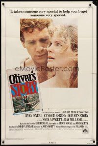6y639 OLIVER'S STORY 1sh '78 romantic close-up of Ryan O'Neal & Candice Bergen!