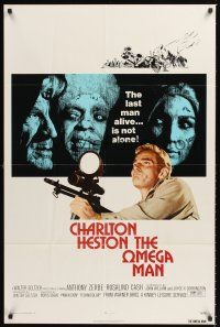 6y641 OMEGA MAN 1sh '71 Charlton Heston is the last man alive, and he's not alone!