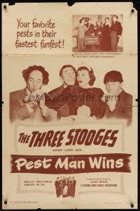 6y671 PEST MAN WINS 1sh '51 The Three Stooges go into the pest control business!