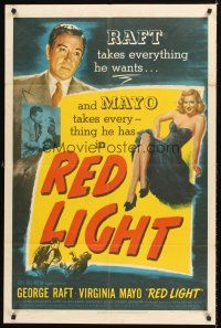 6y720 RED LIGHT 1sh '49 strong-arm George Raft baits his trap w/sexy blonde Virginia Mayo!