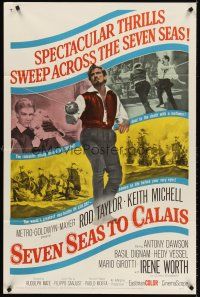 6y771 SEVEN SEAS TO CALAIS 1sh '62 pirate Rod Taylor sweeps across the seven seas!