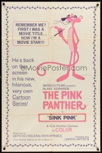 6y795 SINK PINK 1sh '65 great image of Blake Edwards' Pink Panther, he's a star now!