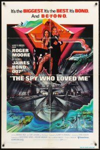 6y832 SPY WHO LOVED ME 1sh '77 great art of Roger Moore as James Bond 007 by Bob Peak!