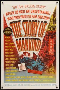 6y842 STORY OF MANKIND 1sh '57 Ronald Colman, the Marx Bros., the BIG BIG BIG story!