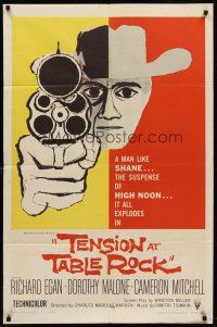 6y885 TENSION AT TABLE ROCK 1sh '56 great artwork of cowboy pointing gun!