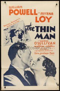 6y890 THIN MAN 1sh R62 William Powell, Myrna Loy, W.S. Van Dyke directed classic!