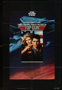 6y906 TOP GUN 1sh '86 great image of Tom Cruise & Kelly McGillis, Navy fighter jets!