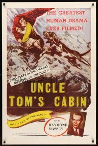 6y929 UNCLE TOM'S CABIN 1sh R58 Harriet Beecher Stowe, the greatest human drama ever filmed!