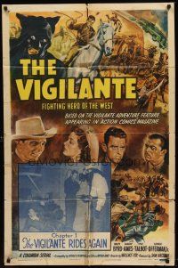 6y948 VIGILANTE chapter 1 1sh '47 Ralph Byrd western serial, The Vigilante Rides Again!