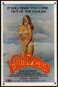 6y951 VIRGIN DREAMS 1sh '77 artwork of sexy naked Jean Jennings covered only by wispy clouds!