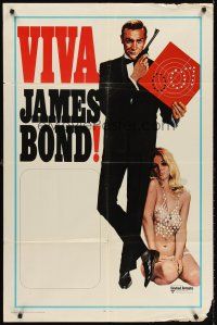6y952 VIVA JAMES BOND int'l stock 1sh '70 art of Sean Connery w/super sexy babe in skimpy outfit!