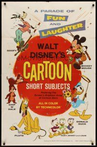6y960 WALT DISNEY'S CARTOON SHORT SUBJECTS 1sh '65 Goofy, Mickey, Donald Duck, Pluto, Chip & Dale!
