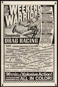 6y973 WEEKEND WARRIORS 1sh '67 cool drag racing art, NHRA, Don Prudhomme, Tommy Ivo!