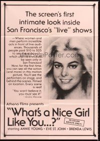 6y978 WHAT'S A NICE GIRL LIKE YOU 1sh '70s San Francisco's live sex shows!