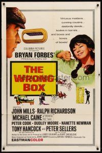 6y997 WRONG BOX 1sh '66 Michael Caine looks through mail slot at pretty girl, English sex!