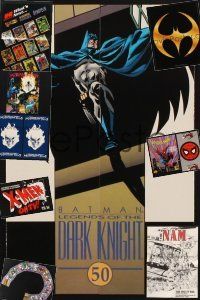 7a014 LOT OF 11 FOLDED COMIC BOOK POSTERS & PROMOTIONAL POSTERS '90 Batman, Spider-Man, X-Men