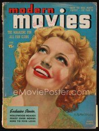 7a151 MODERN MOVIES magazine June 1938 art of pretty smiling Jeanette MacDonald by A.R. McCowen!