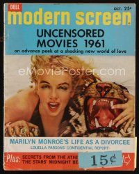 7a137 MODERN SCREEN magazine October 1961 sexy Marilyn Monroe's life as a divorcee, great portrait!