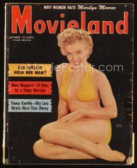 7a178 MOVIELAND magazine October 1952 full-length sexiest Marilyn Monroe in bikini by Dave Peskin!