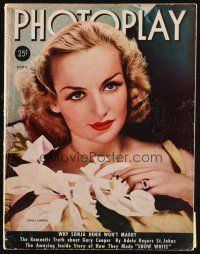 7a100 PHOTOPLAY magazine April 1938 portrait of beautiful Carole Lombard by George Hurrell!
