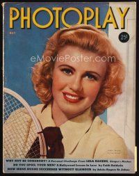 7a104 PHOTOPLAY magazine May 1939 portrait of Ginger Rogers with tennis racket by Paul Hesse!
