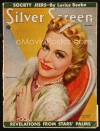 7a123 SILVER SCREEN magazine November 1937 art of pretty Madeleine Carroll by Marland Stone!