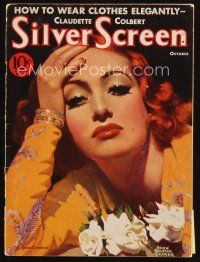 7a116 SILVER SCREEN magazine October 1933 cool art of Joan Crawford by John Rolston Clarke!