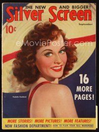 7a124 SILVER SCREEN magazine September 1940 art of sexy Paulette Goddard by Marland Stone!