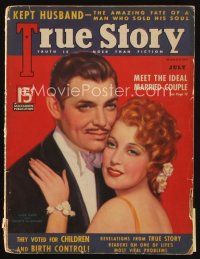 7a182 TRUE STORY magazine July 1936 art of Clark Gable & Jeanette MacDonald by Victor Tchetchet!