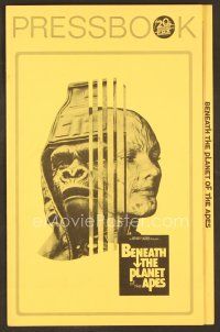 7a390 BENEATH THE PLANET OF THE APES pressbook '70 sci-fi sequel, what lies beneath may be the end!