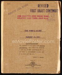 7a322 PURPLE HEART revised first draft continuity script August 24, 1943, screenplay by Jerry Cady!