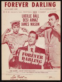 7a338 FOREVER DARLING sheet music '56 James Mason, Desi Arnaz & Lucille Ball, the title song!