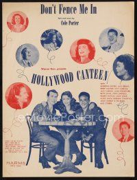 7a346 HOLLYWOOD CANTEEN sheet music '44 Warner Bros. musical, Cole Porter's Don't Fence Me In!