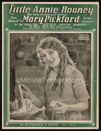 7a355 LITTLE ANNIE ROONEY sheet music '25 great smiling portrait of Mary Pickford, the title song!