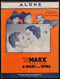 7a359 NIGHT AT THE OPERA sheet music '35 Groucho Marx, Chico Marx, Harpo Marx, Alone!