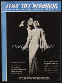 7a378 WE'RE NOT DRESSING sheet music '34 Bing Crosby, sexy Carole Lombard, Love Thy Neighbor!