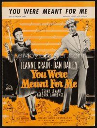 7a382 YOU WERE MEANT FOR ME sheet music '48 Dan Dailey, pretty Jeanne Crain, You Were Meant For Me