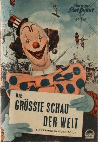 7a246 GREATEST SHOW ON EARTH German program R60s Cecil B. DeMille classic, James Stewart, different