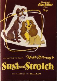 7a254 LADY & THE TRAMP German program '56 Disney classic, many wonderful different cartoon images!