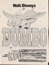 7a415 DUMBO/LEGEND OF LOBO pressbook '72 Walt Disney double-bill, Elephants & wolves!